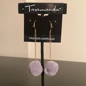 Taramanda Gold and Lavender Pom Pom Earrings